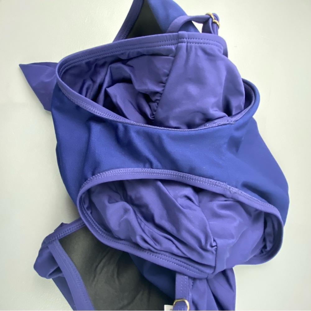 Liz Claiborne Navy Blue One Piece Swimsuit with Ruffled Straps - Picture 11 of 13